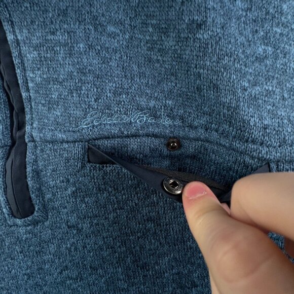 Eddie Bauer Men Pullover 2XL Blue Long Sleeve Fleece 1/4 Zip Sweatshirt Outdoors - Picture 9 of 15